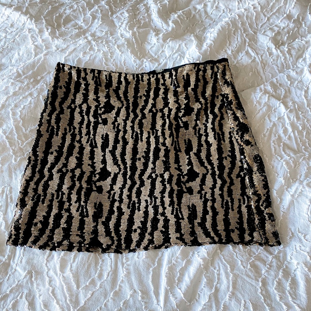 Tiger Stripe Sequin Mini Skirt